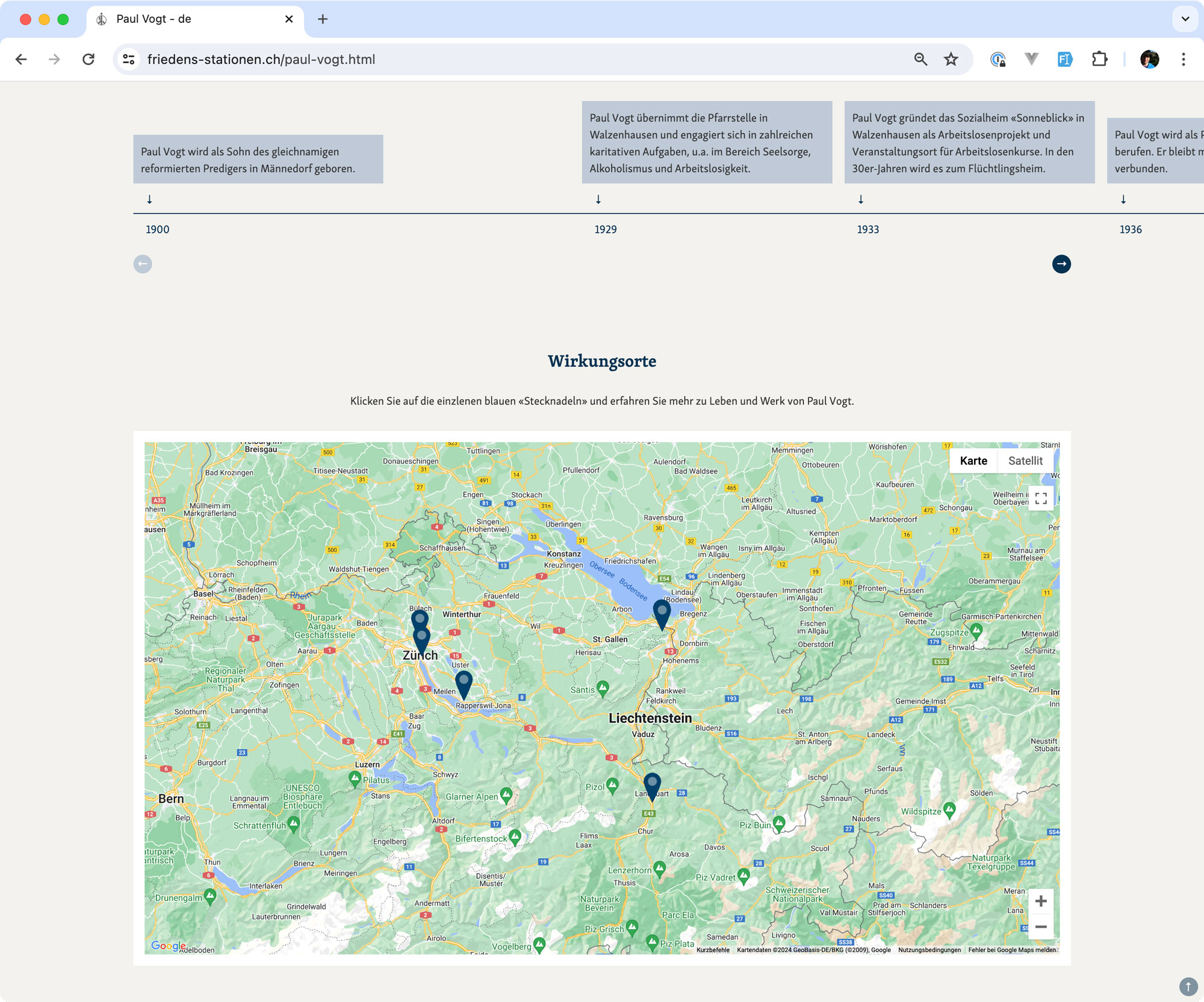 Google Map und Zeitstrahl