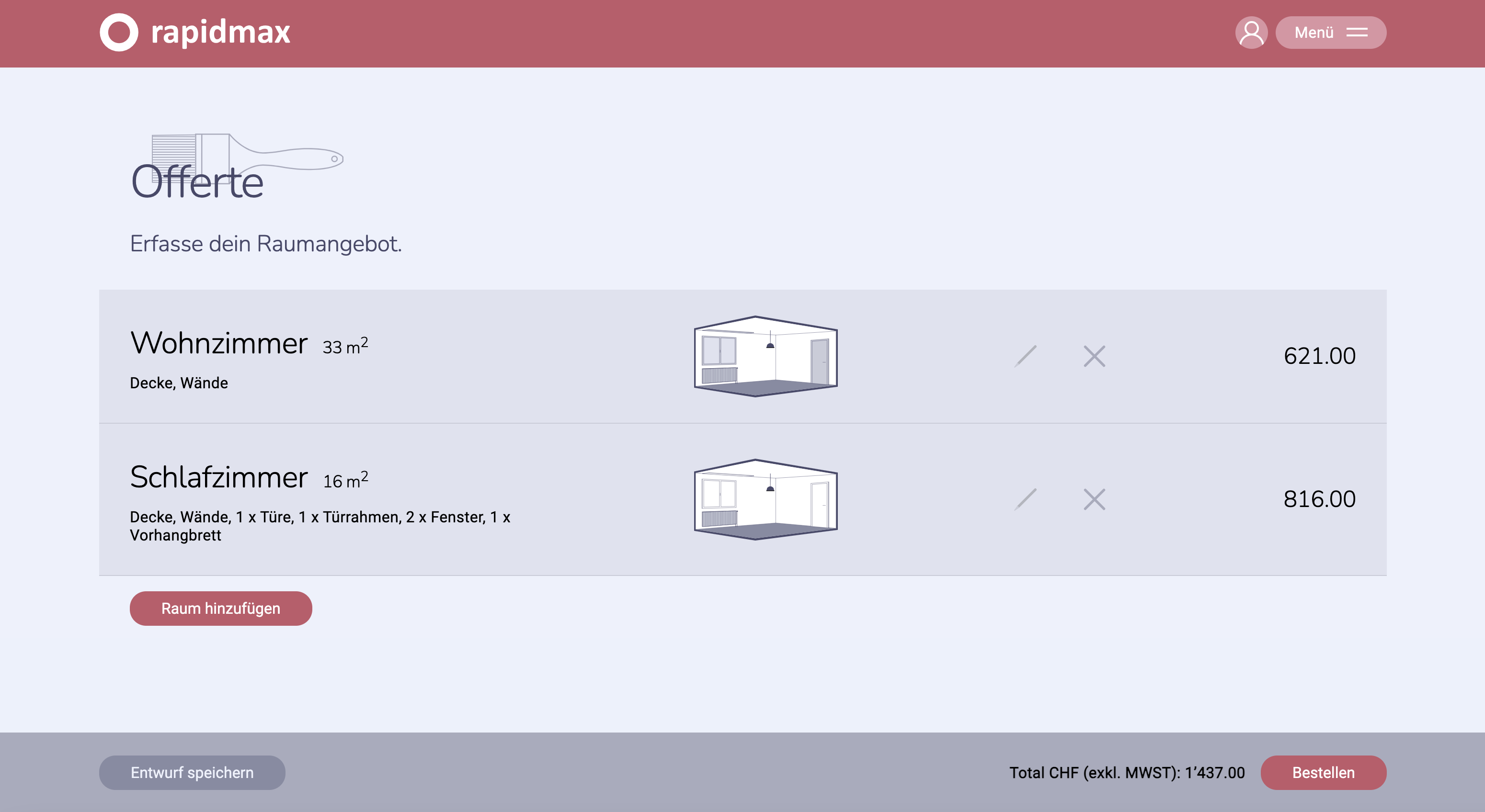 Webapplikation Wohnungsrenovation